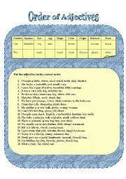 English Worksheet: Order of Adjectives