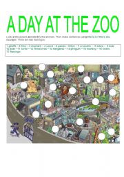 English Worksheet: A DAY AT THE ZOO