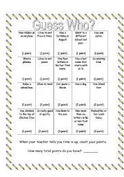 English Worksheet: Guess Who?