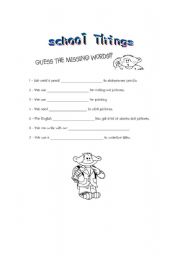 English Worksheet: School things