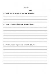 English worksheet: Daily Oral Language 2