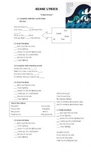 English Worksheet: KEANE: A Bad Dream