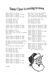 English worksheet: Santa Claus is coming to town