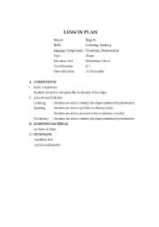 English worksheet: Lesson Plan Shape