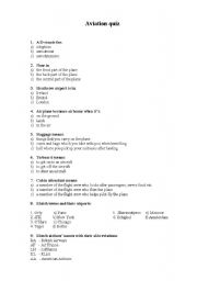 English Worksheet: aviation quiz