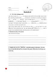 English Worksheet: basketball