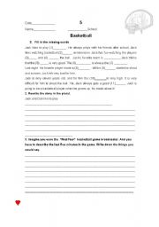 English worksheet: basketball