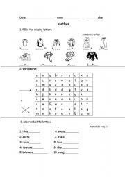 English Worksheet: clothing