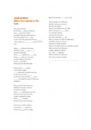 English Worksheet: song Jonas Brothers