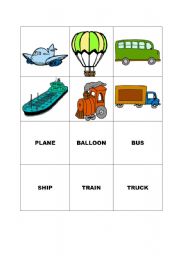 English worksheet: TRANSPORT - MEMORY GAME CARDS