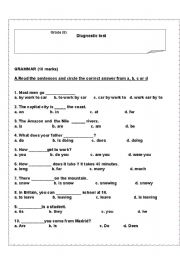 English Worksheet: diagnostic test