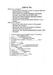 English Worksheet: a/an/the/does/do