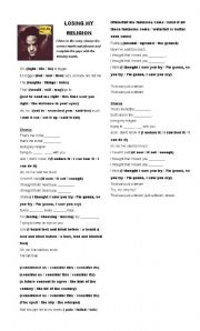 English Worksheet: LOSING MY RELIGION