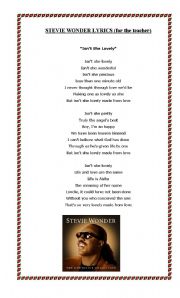 English Worksheet: Isnt she lovely By Stevie Wonder