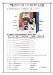 English Worksheet: THERE IS/ THERE ARE: IN THE LIVING ROOM