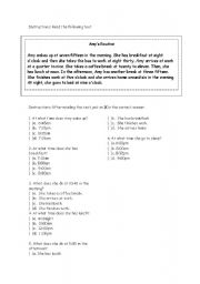 English worksheet: Amys Routine