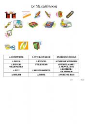 English Worksheet: school things