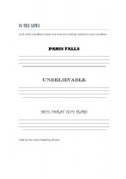 English worksheet: news