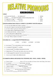 English Worksheet: RELATIVE PRONOUNS