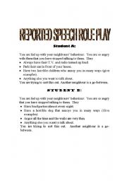 English Worksheet: Reported speech role play