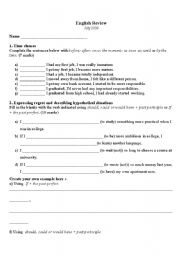 English worksheet: Grammar review (conditionals etc.)