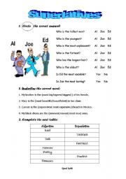 English Worksheet: Superlatives