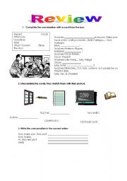 English Worksheet: Classroom review