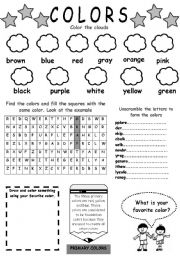 English Worksheet: colors (for beginners)