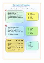 English Worksheet: Vocabulary Exercise