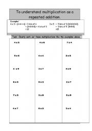 English Worksheet: multiplication