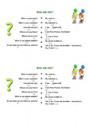 English Worksheet: Who are you ?