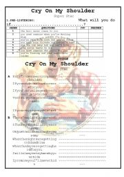 English Worksheet: Cry On My Shoulder by Super Star