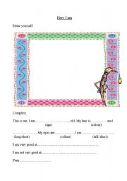 English Worksheet: portfolio1 - Here I am