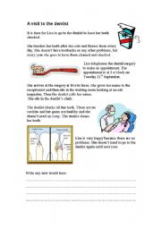 English Worksheet: A visit to the dentist