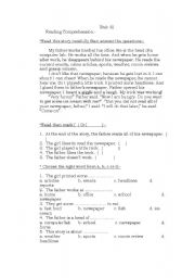 English worksheet: Reading Comprehension