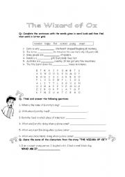English Worksheet: The wizard of oz