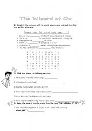 English worksheet: The wizard of oz