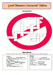 good manners crossword- taboos