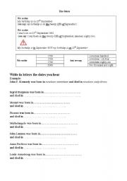 English Worksheet: The dates and years