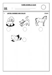 English worksheet: FARM ANIMALS TEST