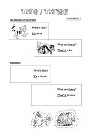 English worksheet: THIS AND THESE