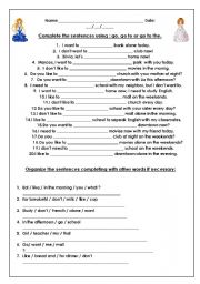 English Worksheet: Use go, got or go to the.