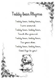 English Worksheet: Teddy bear rhyme