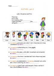 English Worksheet: clothes - part 2