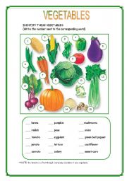 English Worksheet: VEGETABLES