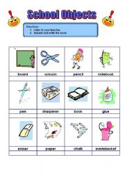 English Worksheet: Scjool Objects