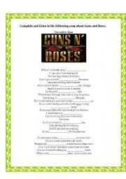 English Worksheet: Novembrer rain ( Guns and Rosess song) 