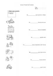 English Worksheet: Simple Present for Routines