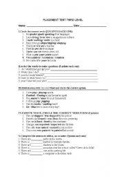 English Worksheet: placement test