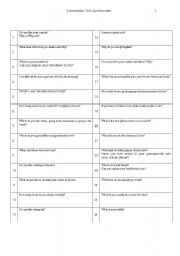 English Worksheet: Conversation Questions for Korean Students